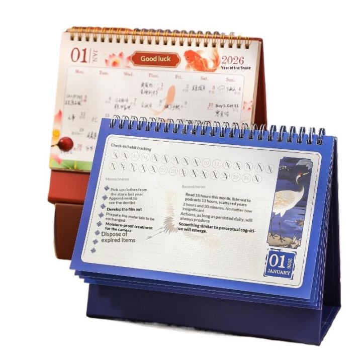 New 2026 New Desk Calendar Retro Chinese Large Desktop Calendar Annual To Do List Monthly Daily Calendar Planner Time Manegement