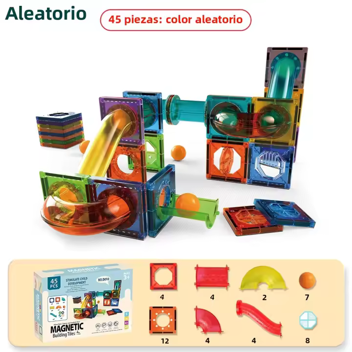 Juego De Bloques Magnéticos Para Niños Y Niñas Edad 3+ Set De Carreras Con Bolas De Marfil Educativo STEM Regalo De Cumpleaños O Navidad - 1