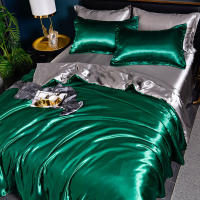 Juego De Cama Nórdico De Seda Satinada Con Fundas De Almohada Y Sábana De Lujo Estilo Sólido Apto Para Parejas Doble Revestimiento De 100% Algodón - details 26