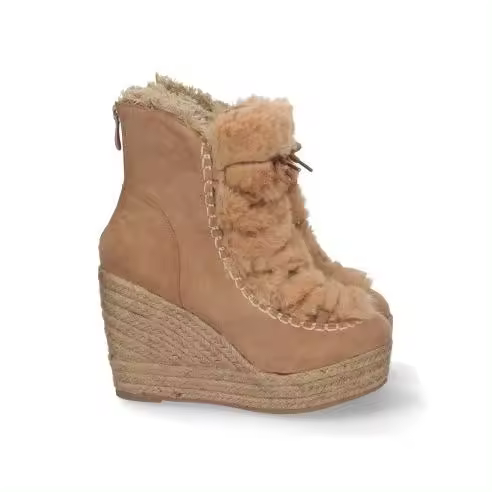 Botín con Cuña y Pelito de Mujer TEOVEL YZ22-38 Taupe - 1