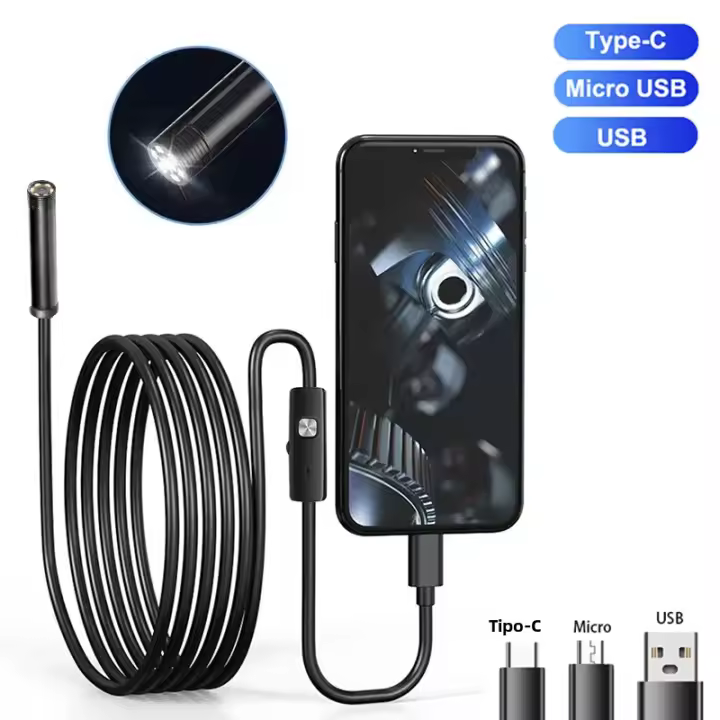 Cámara Endoscópica Android 5.5MM Micro USB Tipo C 3 En 1 Mini Cámara Impermeable Con LED Inspección De Coche Para HUAWEI XIAOMI PC - 1