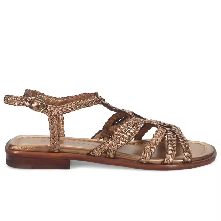 Pons Sandalia Quintana Tina para Mujer en Piel Tejida Bronce 97600082 - 1