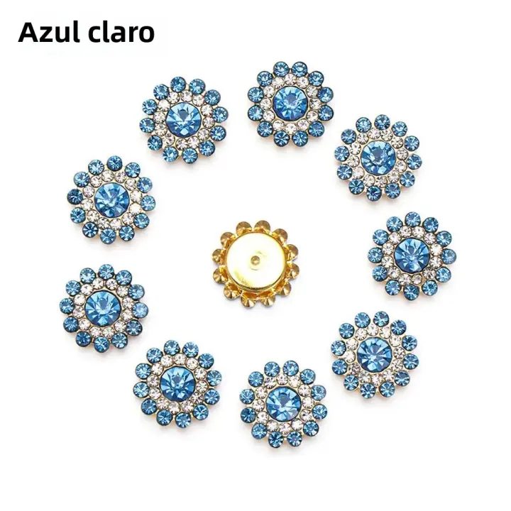 10PCS Botones De Rociador De 14mm En Forma De Flor Cristal De Vidrio Con Funda De Acero Para Decoración De Ropa Accesorios De Costura - 1