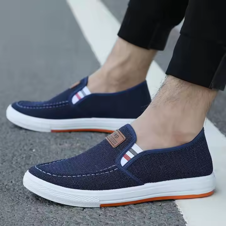 Zapatos Casuales Para Hombre Mocasines De Lona Cómodos Y Antideslizantes Para Caminar Tenis Sueltos Transpirables Con Suela De Goma Adecuados Para Verano - 1