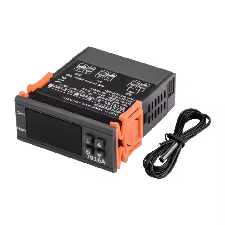 Controlador De Temperatura Digital 7016A 24V/110-220V 30A Con Termostato De Alta Potencia Para Calentamiento Y Enfriamiento Sensor NTC - 1