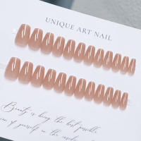 24pcs/set Uñas Postizas De Talla Grande En Rosa Gris Y Marrón Estilo Francés Y Almendrado Para Otoño E Invierno Decoración De Uñas Press on Falsas Acrílicas - details 18