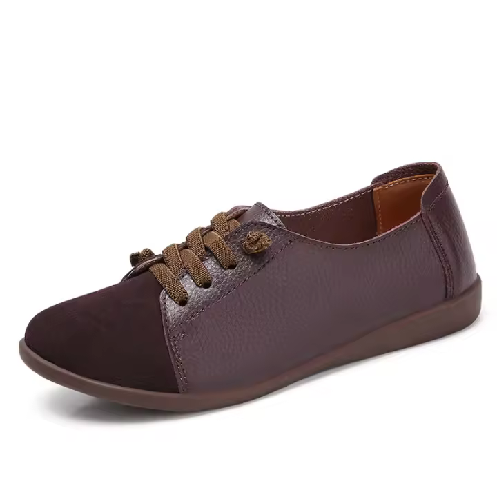 Zapatos De Mujer Nuevos 2024 Primavera Cuero Genuino Antideslizantes Planos Con Cordones Mocasines De Talla Grande Oxford Casual Para Mujer - 1