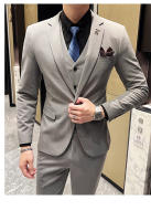 Traje De Boda Elegante Y Casual Para Hombres Estilo Británico Coreano Slim Conjunto De Chaqueta Chaleco Y Pantalones Para Oficina Y Celebraciones - details 23