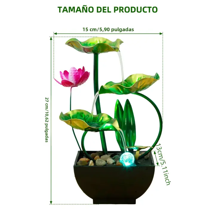 Fuente De Agua Para Mesa USB Con Piedras Naturales Y Luzes LED Fuente De Agua De Escritorio Estilo Zen Moderno Figura De Miniaturas - 1
