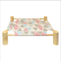 Cama De Gato De Madera Y Lona Elevada Hogar Hamacas Silla De Tendencia Para Pequeños Perros Y Conejos Resistentes Suministros Para Mascotas - details 1