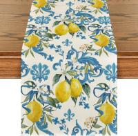 Corredor De Mesa Floral Azul Limón Iris Para Todas Las Estaciones Alfombra De Cocina Adecuada Para Decoración De Escenas De Fiestas En Casa Y Vacaciones - details 0