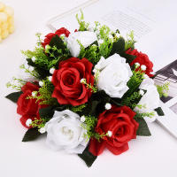 Bola De Flores Artificiales 1PC Base De Plástico Verde Tela De Seda Para Centros De Mesa De Bodas Decoraciones De Fiesta - details 10