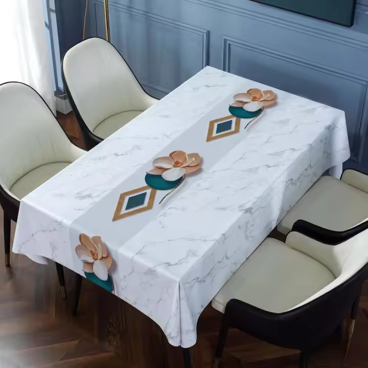 Mantel doméstico impermeable y resistente al aceite, mesa de centro rectangular, mantel, mantel de comedor, blanco, 100x160cm - 1