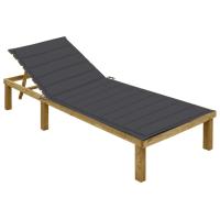 vidaXL Tumbona con cojín madera de pino impregnada en color Negro/Verde brillante/Estampado cuadros rojos y más | acolchados duraderos para sofás de jardín terraza exterior - details 13