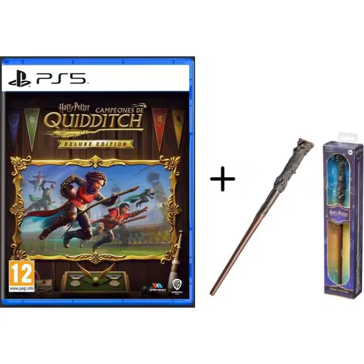 Warner Pack Harry Potter: Campeones de Quidditch Deluxe Edition + Varita de Harry Potter The Noble Collection - 1