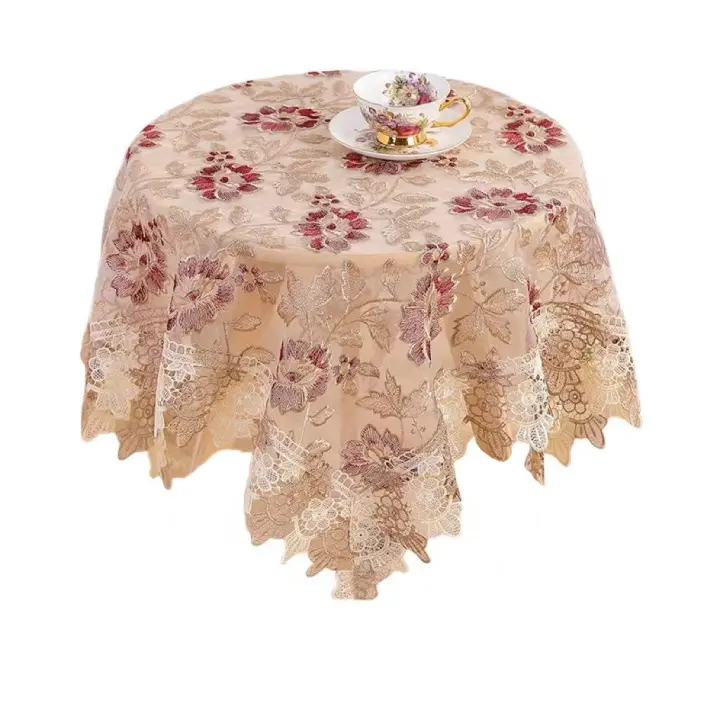 Rectangle Small Table Cloth Lace Macrame Vintage Tablecloth Shabby Chic Embroidered Oblong Table 85*85cm - 1