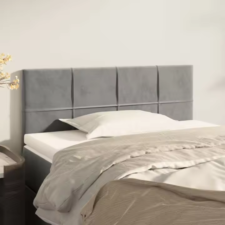 vidaXL Cabecero de terciopelo gris claro 90x5x78/88 cm - 1