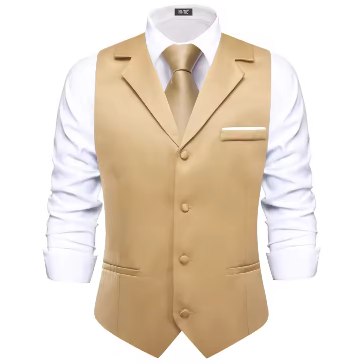 Chaleco De Vestido Tuxedo Para Hombre En Rosa Polvo Con Cuello V Y Corbata Ajustable Casual Business Party Fashion Polyester Y Viscosa - 1