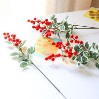 Rama De Guirnalda Navideña Artificial De 45cm Con Bayas Y Hojas Verdes De Seda Decoración Para Bodas Y Fiestas Navideñas - details 2