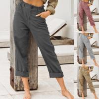 Pantalones Largos De Algodón Y Lino Para Mujer Primavera 2024 Negro Con Bolsillos Y Botones Estilo Casual Elegante Moda Nueva - details 0