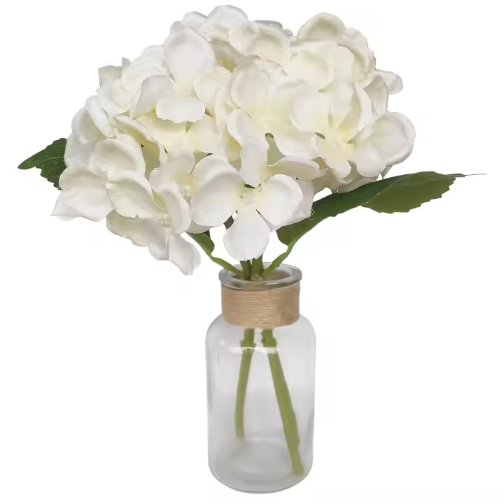 8around - Centro Mesa, Flores Decorativas Artificiales. Jarrón Decorativo Moderno con Flores de Hortensias Artificiales - Planta Artificial Decorativa - Ramo de Flores Artificiales con Jarrón - Florero Decorativo - 1