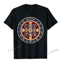 Camiseta De Algodón Para Hombre Estilo Slim Fit Con Medalla De San Benito Imprimido Camisa Casual Para Fiestas Primavera Y Verano - details 3