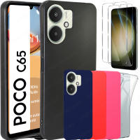 Funda + Protector Cristal Templado Opcional Para XIAOMI POCO C65 Carcasa Forro Protector, Gel TPU Silicona Suave Flexible Mate, Color Negro Transparente, Ajuste Perfecto, Acceso Conectores Carga Auriculares, Meloenvias mle18 - details 0