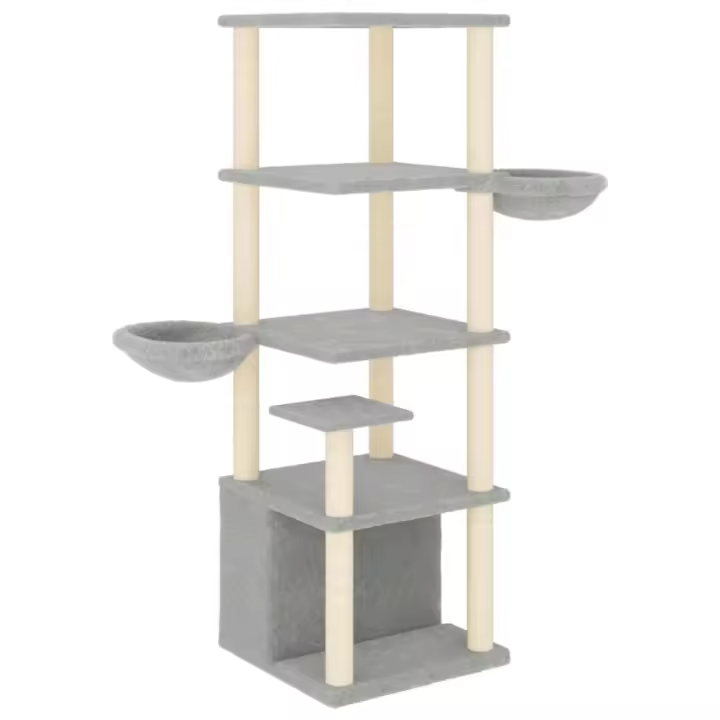 Rascador para Gatos con postes de isal gris Claro 147 cm - 1