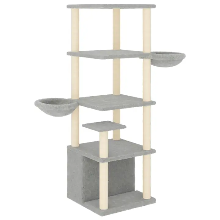Rascador para Gatos con postes de isal gris Claro 147 cm - 1