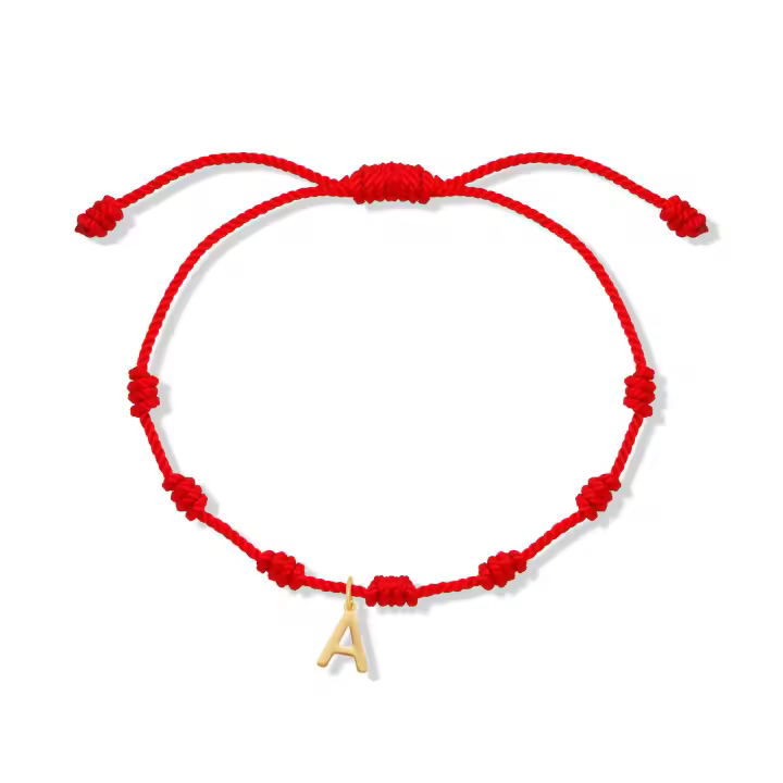 Pulsera Roja Ajustable KINOTO 7 Nudos Amuleto Hilo Rojo Parejas - Hecha a Mano - 1