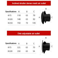 Cubierta De Ventilación Para Ventilador De Tamaño 75/100/150mm Accesorios De Ducto De Ventilación En ABS Formas Variadas - details 3