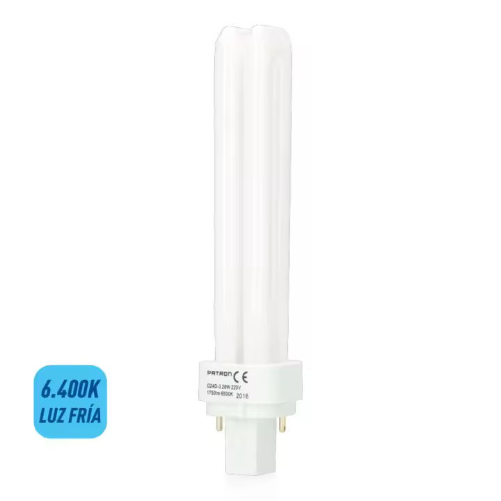 BOMBILLA BAJO CONSUMO LYNX 26W 2 PINS G24d-3 6400K LUZ FRIA 16,9cm EDM - 1
