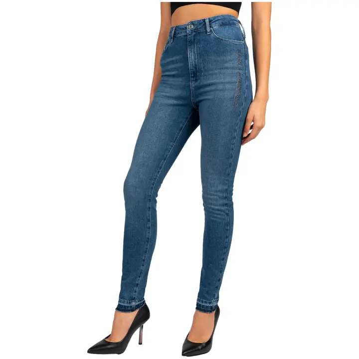 Vaquero KARL LAGERFELD Skinny con Logotipo en Strass Color Azul - 1