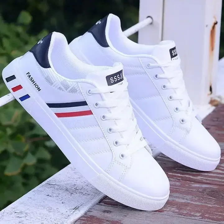 Zapatillas De Hombre Casual Ligero De Cuero PU Transpirable Tenis Deportivos Blancas Zapatos Flats Zapatillas Hombre - 1