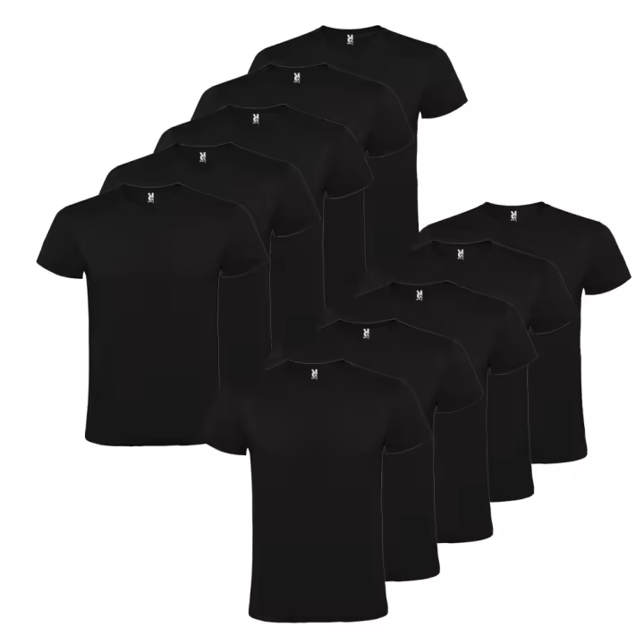 ROLY Pack 10 camisetas básicas de algodón, Unisex, Gramaje 150g/m2, Cuello redondo y Manga corta tubular  Tallas S-XL - 1