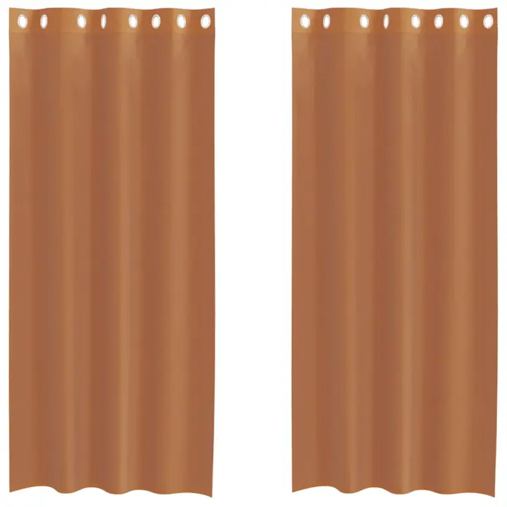 Cortinas de gasa con ojales 2 uds terracota - 1