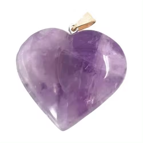 Valmoni Sport - Colgante Corazón de Amatista de Brasil Calidad Extra - Gema Piedra de Paz - Collar de Amatistas - 1
