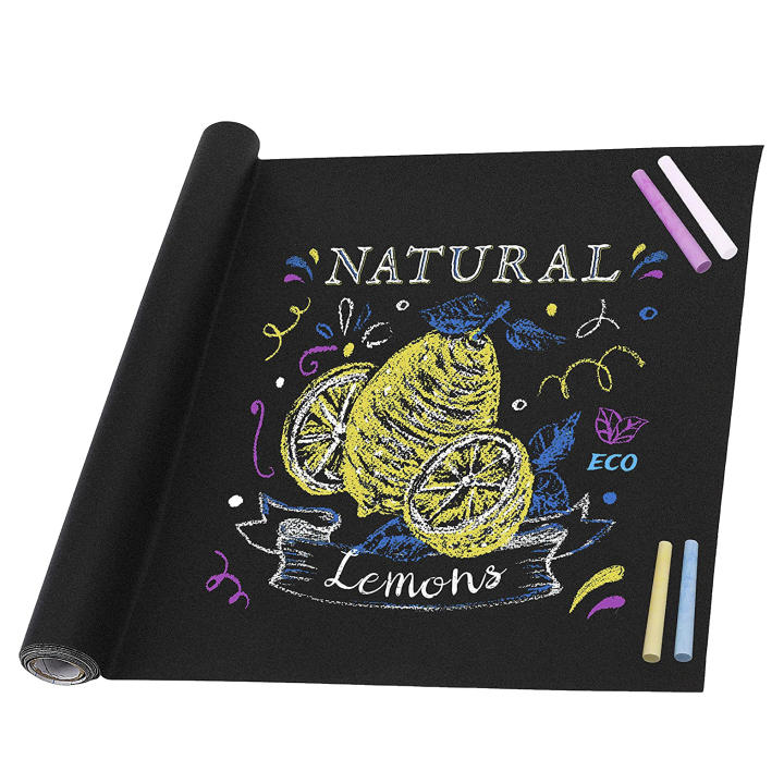 Rollo de Pizarra Negra Autoadhesiva 60x150cm Pegatina de Pared 45x200cm Vinilo para Escribir con Tiza 45x150cm, Lamina Pizarra  Adhesiva Infantil,