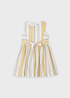 VESTIDO DE NIÑA A RAYAS BEIGE, MARRÓN Y BLANCO - MARCA MAYORAL. - details 0