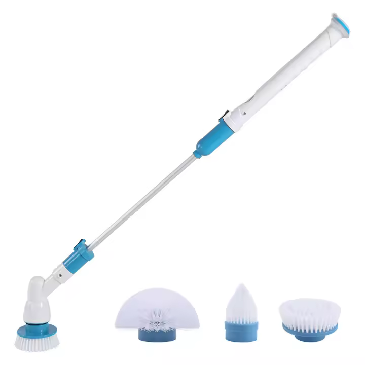 CEPILLO GIRATORIO RECARGABLE Cabeza de Limpieza Eléctrica con varios Cabezales de Limpieza Eléctrico, Fregadora Giratoria Eléctrico with 4 Cabezales de Pelo & 112cm Mango Ajustable, Cabeza de Limpieza - 1