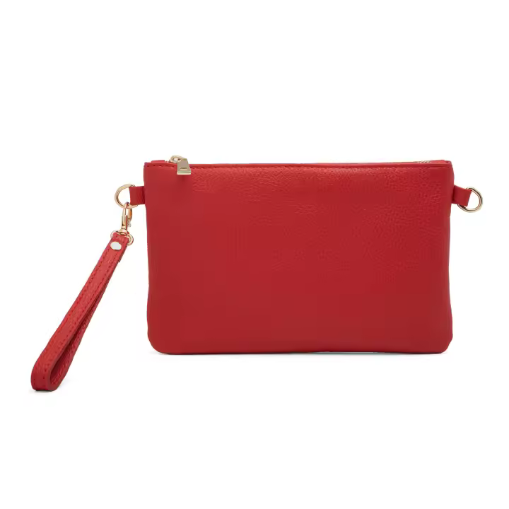 Bolso Clutch Mujer with Correa para el hombro, Bolso de fiesta, mini Bolso Piel authentic Suave, Made in Italy, Modelo Mya, Clutch Rojo - 1