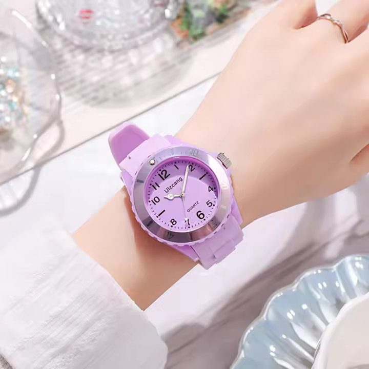 Reloj De Exámenes Para Niños Y Niñas Impermeable Imitación Deporte Y Escolar Macarón Color Caramelo Estilo Macarón Little Fresh - 1