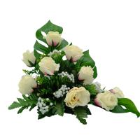 Centro de Flores para Cementerio Ideal para Nicho o Panteón - 8 Rosas Blancas - Medidas 40*50 - details 4