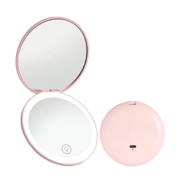 Espejo De Maquillaje Portátil Con Luz LED Y Aumento De 10x Plegable Recargable Compacto Para Bolso Y Bolsillo - 1