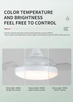 Ventilador De Techo LED IRALAN Con Plumas Retráctiles Y Control Remoto Luz Invisible Para Dormitorio Estilo Moderno Y Sencillo - details 9