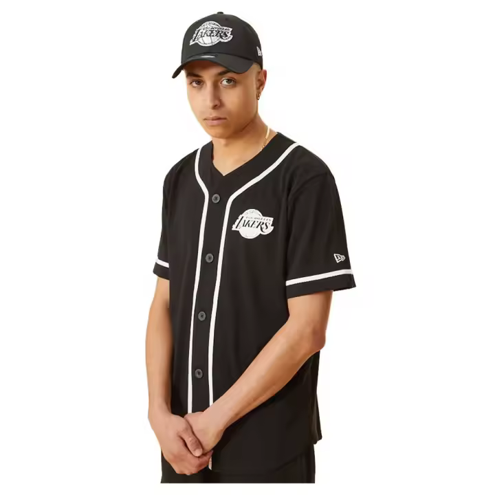New Era Camiseta De Manga Corta Distressed Logo Button Up Los Angeles Lakers - 1