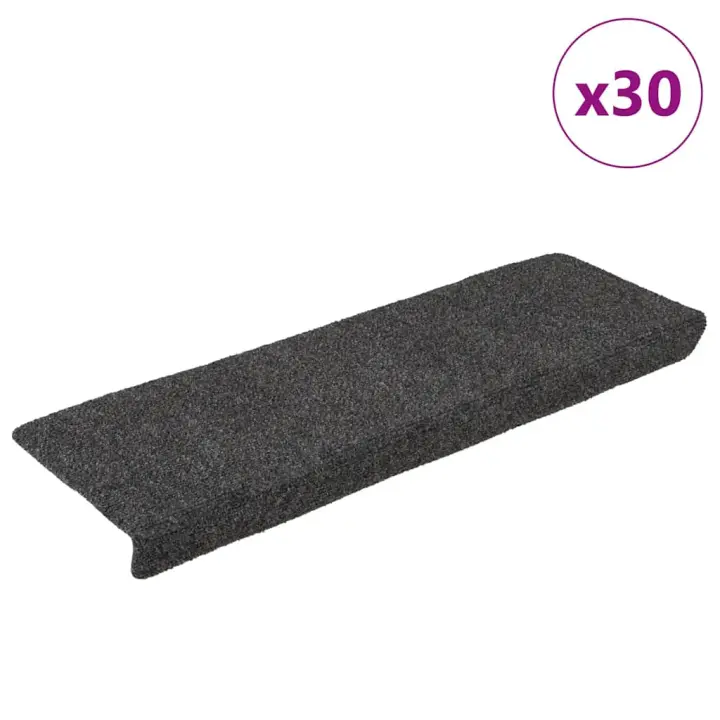 vidaXL Alfombrilla autoadhesiva escalera 30 uds antracita 65x21x4 cm - 1