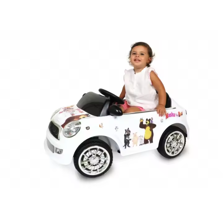 Mini Uno 6v oficial "Masha y el Oso", coche eléctrico para niños con batería de 6 voltios, mando para padres, música, luces y bonitas pegatinas de "Masha y el Oso" - 1