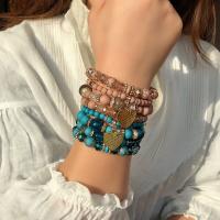 4pcs/set Pulseras Boho Para Mujer Con Cuentas De Cristal Forma De Corazón Y Letras Bangles Elásticos Joyería De Yoga Regalos - details 1