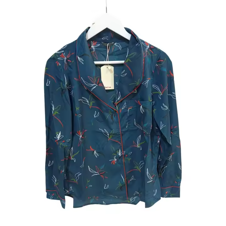 Salsa blusa para mujer,estampada manga larga ,cuello en V - 1